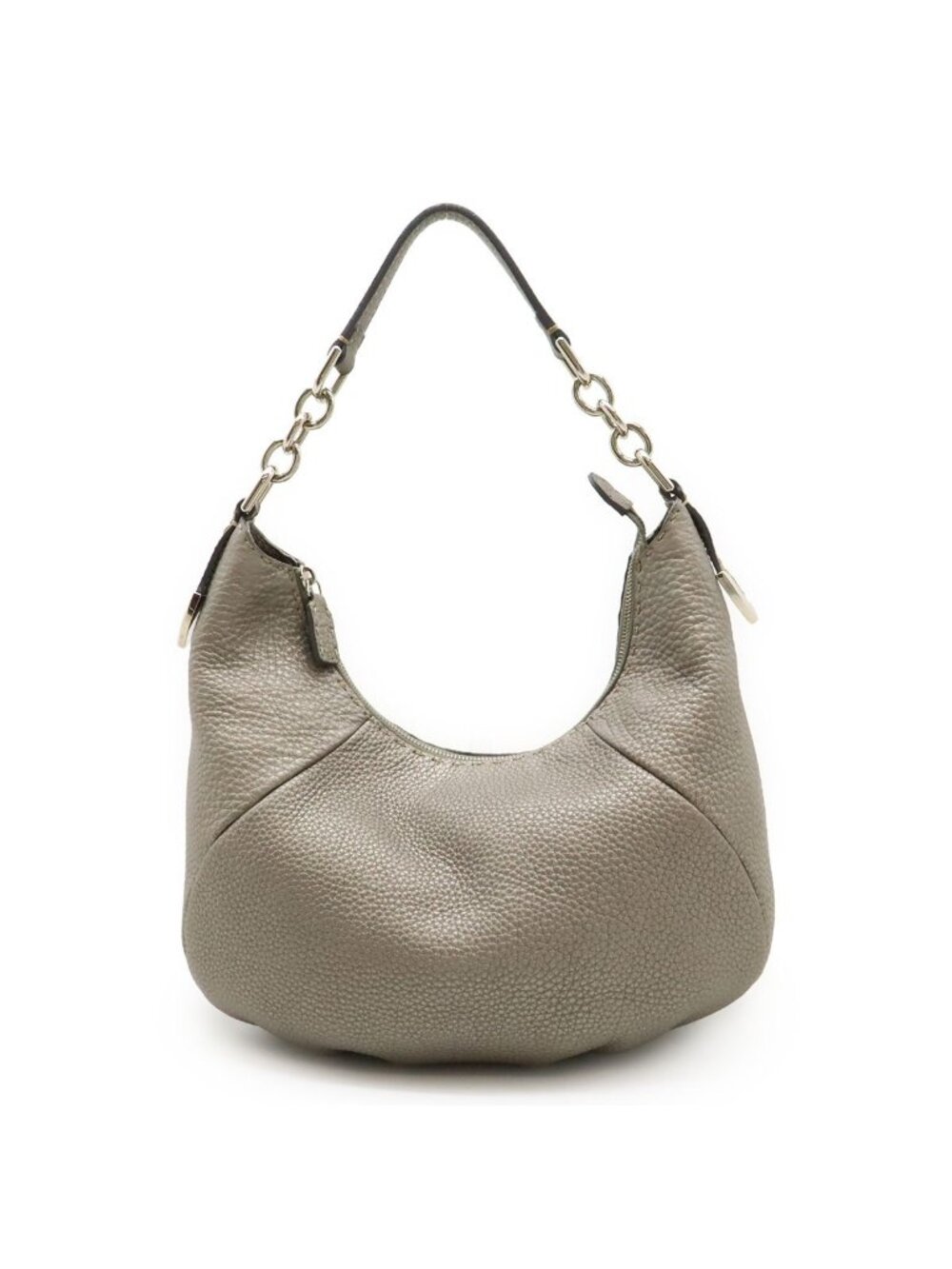 Fendi Selleria Shoulder Bag Leather Silver